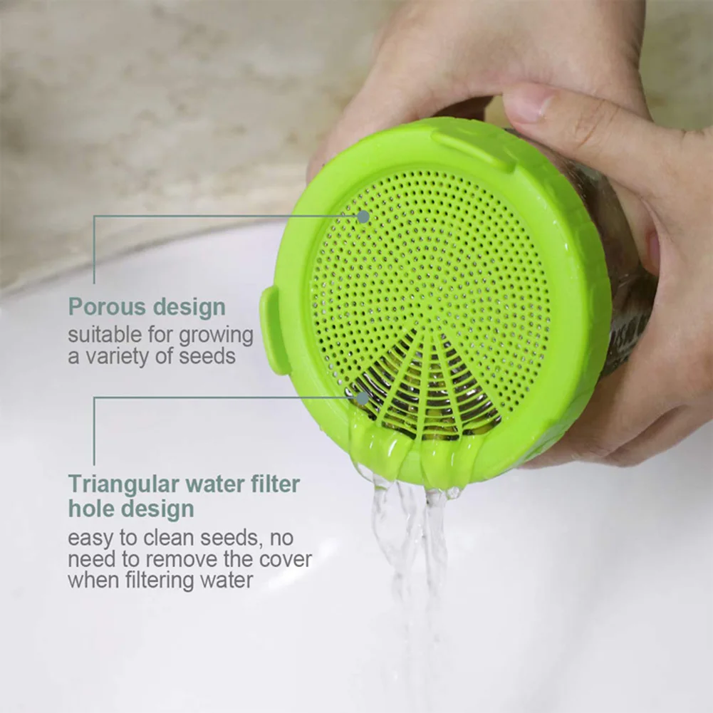 1PC Food Bottle Grade Mesh Sprout Cover Kit Seed Crop Germination Strainer Silicone Sealing Ring Lid Mason Jar Germination