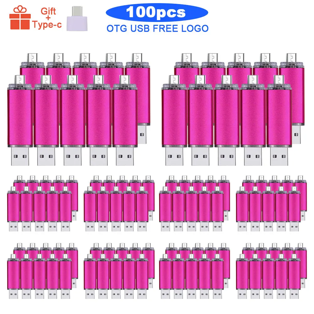 100 шт./лот металлический OTG 3 в 1 USB флэш накопитель 64 Гб/32 ГБ/16 ГБ/8 ГБ/4 ГБ 2 0 Type C