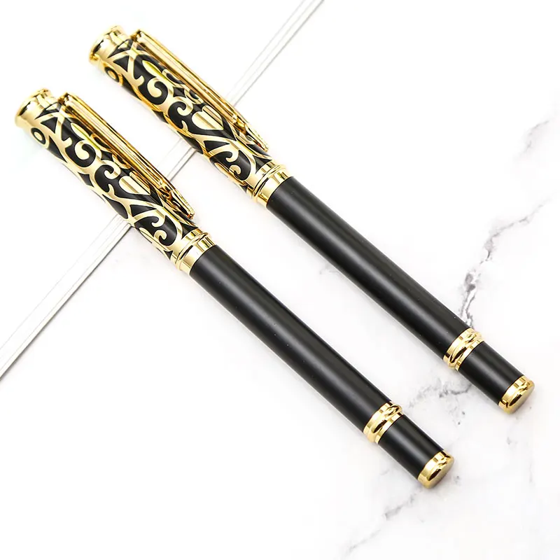

Korean Flower Hollow Fancy Business Metal Gel Ink Pen High Quality Luxury Rollerball Customized Logo Promotion 2019 Freebie Gift
