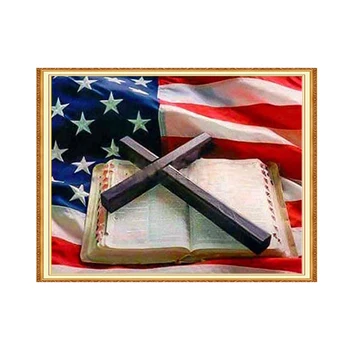 

MEIAN Diamond Painting Embroidery Cross-Stitch Religion National Flag Cross Mosaic Full Round/Square Drill Rhinestone Home Decor