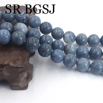 

Free Shipping 6MM 8MM 10MM 12MM Round Blue Sponge Coral Gems Loose Jewelry DIY Beads Strand 15"
