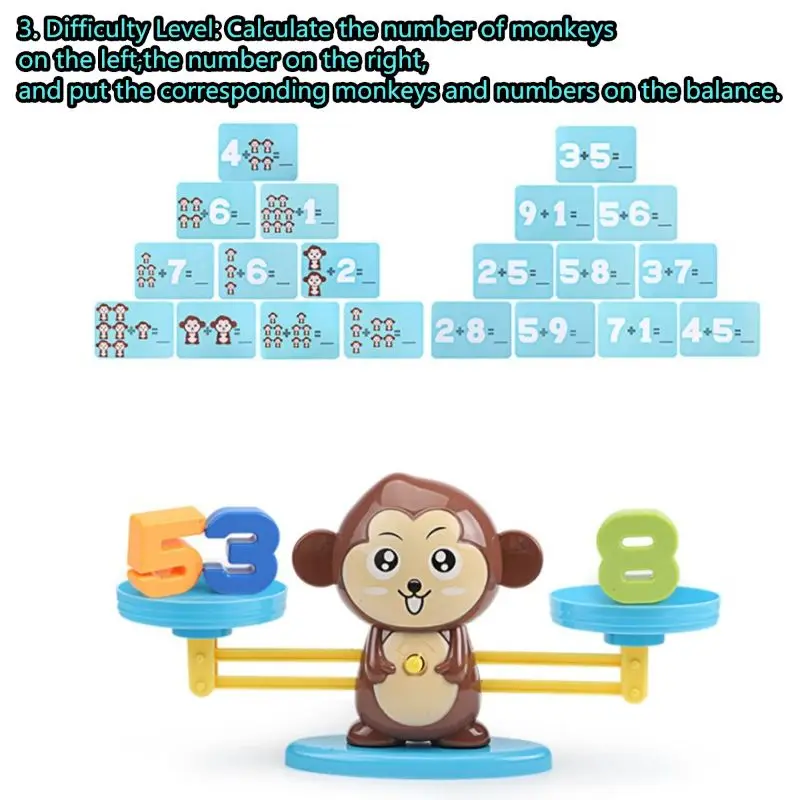 

Monkey Balance Educational Math Game for Kids to Learn Counting Numbers and Basic Math, 65 Piece STEM Learning Toy