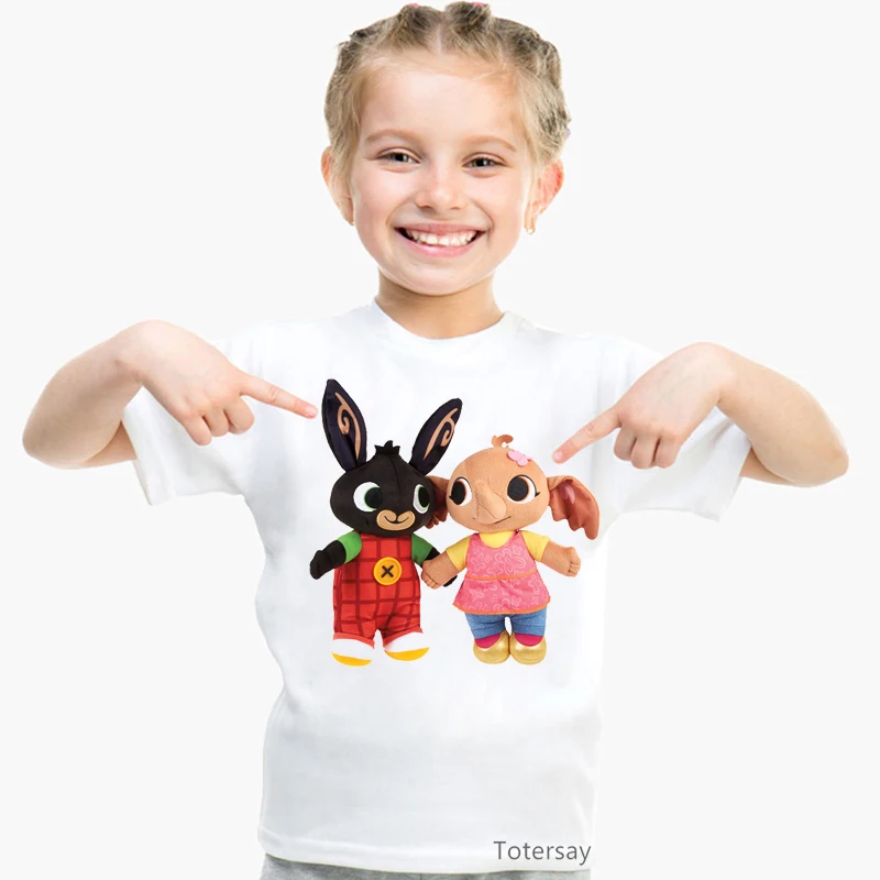 

bing rabbit Hug elephant animal print t shirt girls boys unisex 2t-10t kids clothes harajuku kawaii children clothes streetwear
