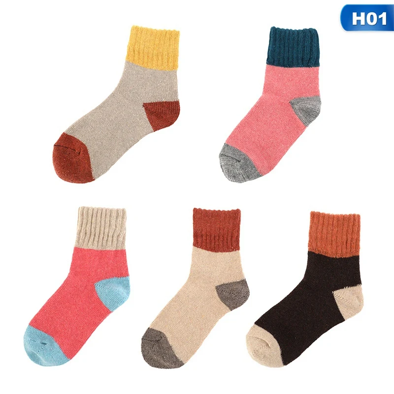 5 Pairs Women Warm Socks Lady Thick Winter Socks Warm Soft Solid Casual Sport - Цвет: SK1558H01