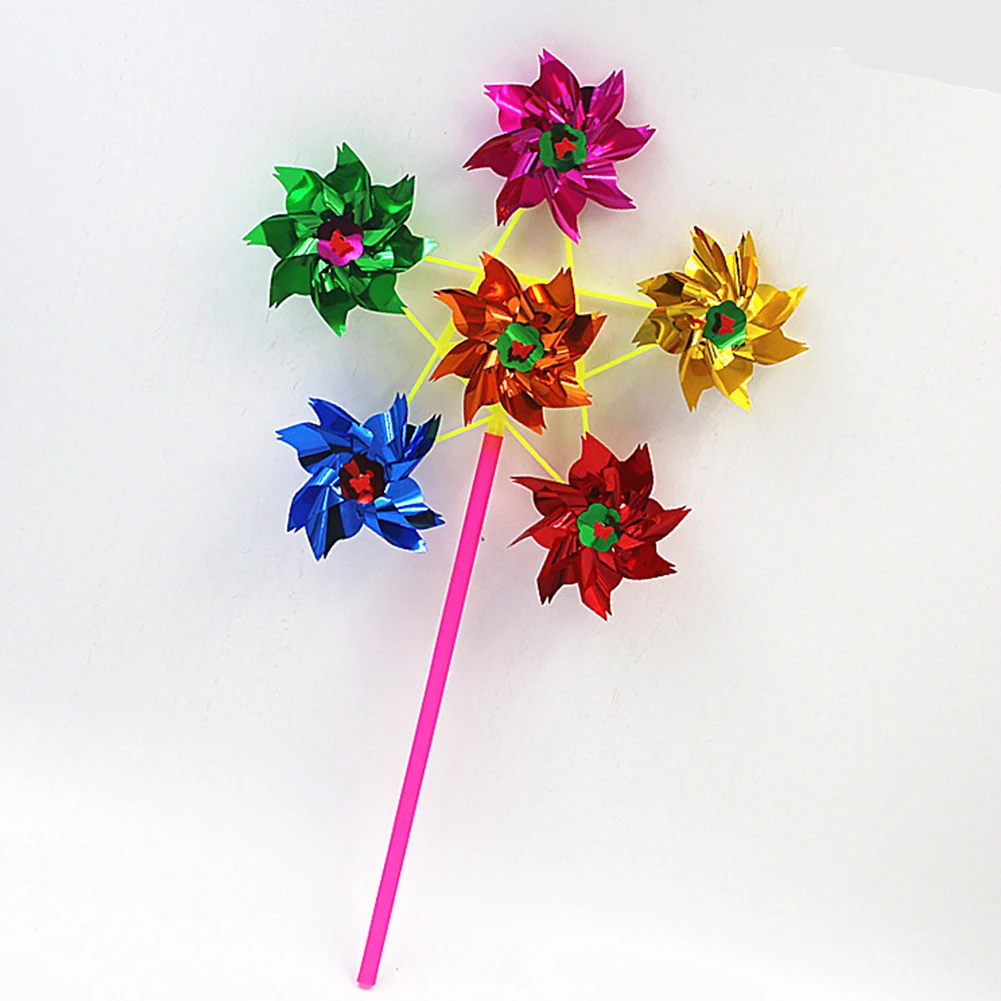 6 колеса красочные пластиковые блестки ветряная мельница Whirligig ветер Spinner домашний дворовый садовый декор