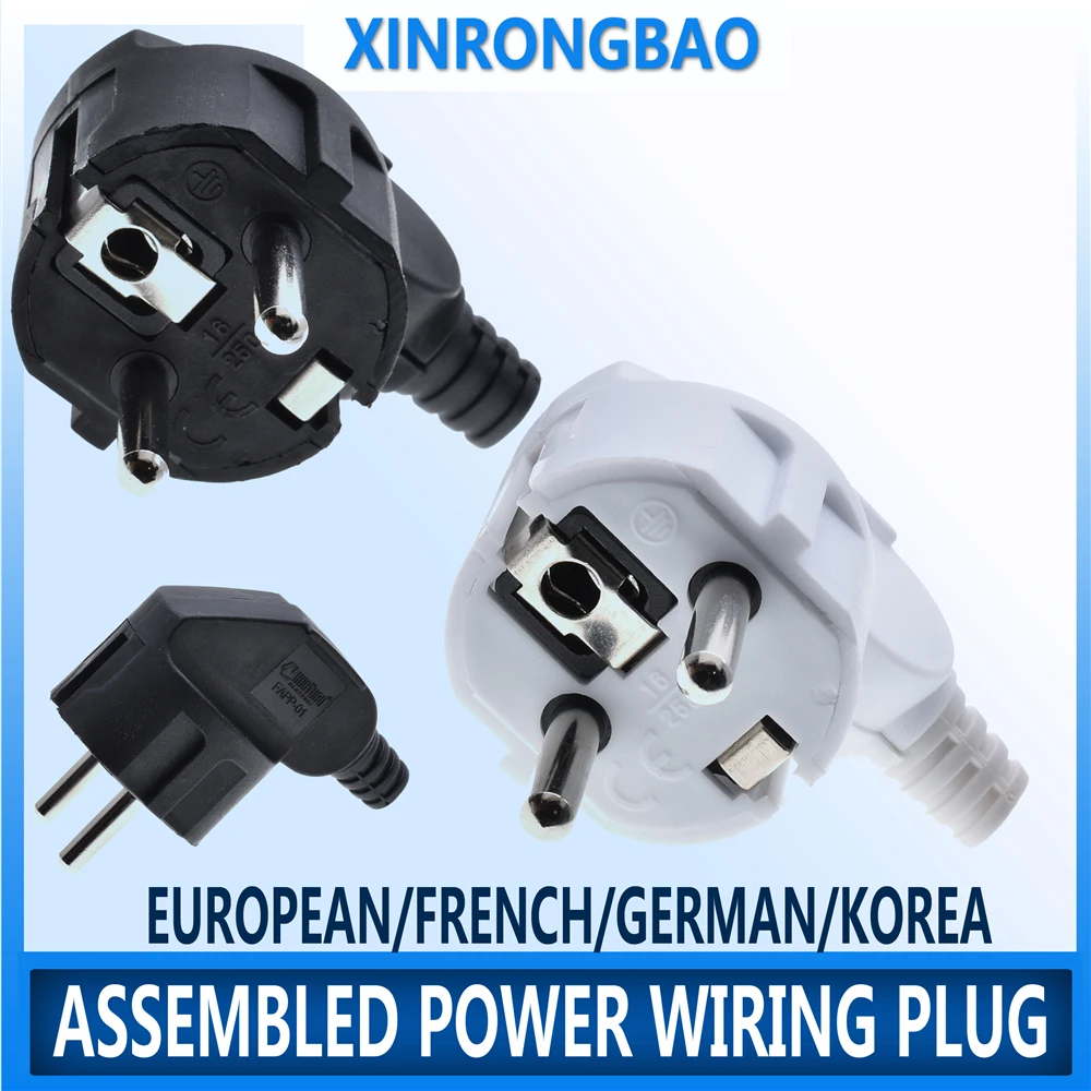 1 pc eu prise électrique 16a 250v eu allemand france 2 broches europe  adaptateur secteur prise électrique européenne blanc noir convertisseur