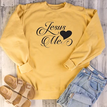 

Funny Heart Graphic Pullovers Quote Tops Jesus Love Me Sweatshirt Hipster Christian Bible Baptism Religion Pure Cotton Pullovers