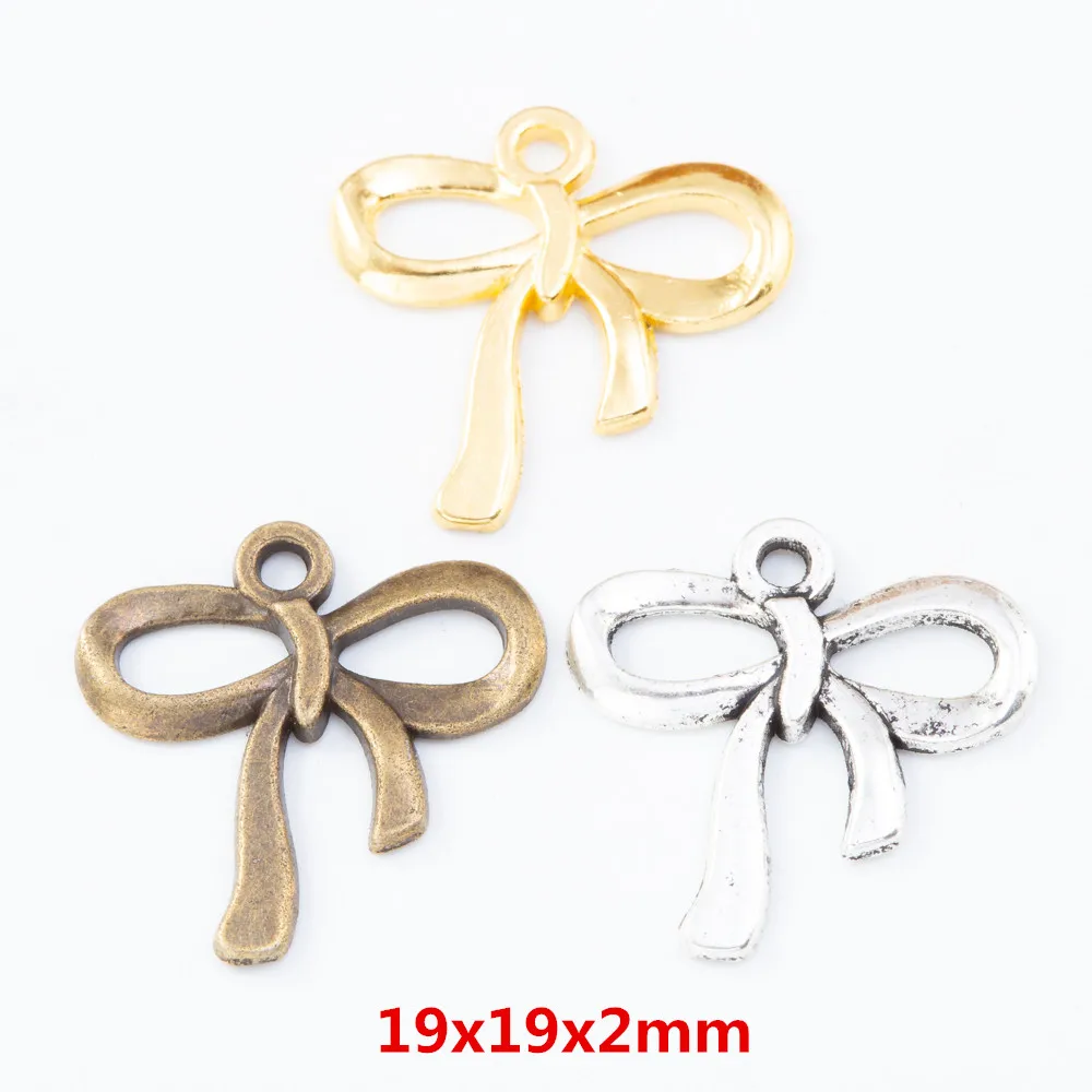 

85 pieces of retro metal zinc alloy Bow pendant for DIY handmade jewelry necklace making 7872