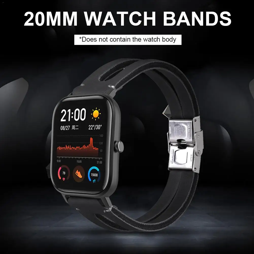 Для Huami GTR ремешок для часов кожаный ретро браслет для Huami Amazfit GTS Смарт часы браслет 20 мм универсальный ремешок для часов