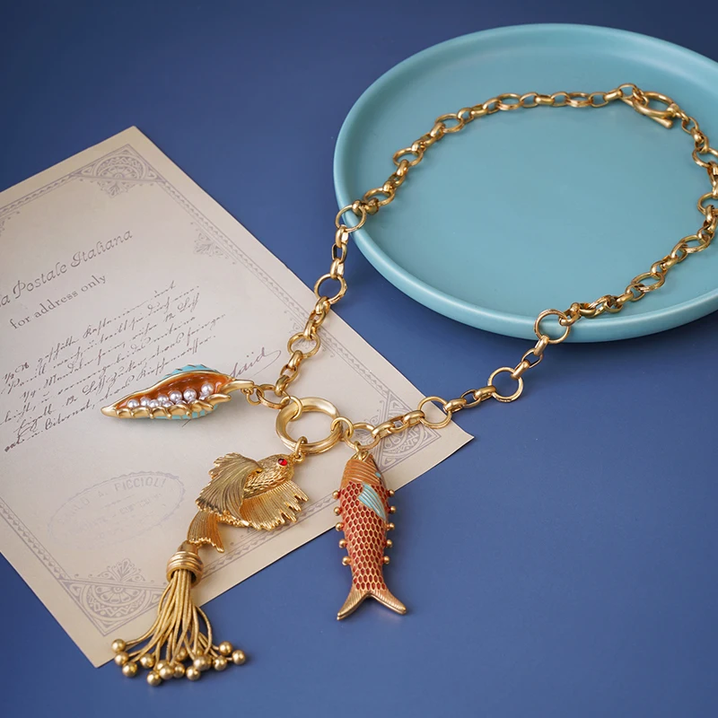 Beebeecraft 12 Breloque Coquillage Plaqué Or 18 Carats Sur Le Thème De La Mer Avec Perle De Verre Pour Colliers, Bracelets De Cheville, Fabrication De Bijoux