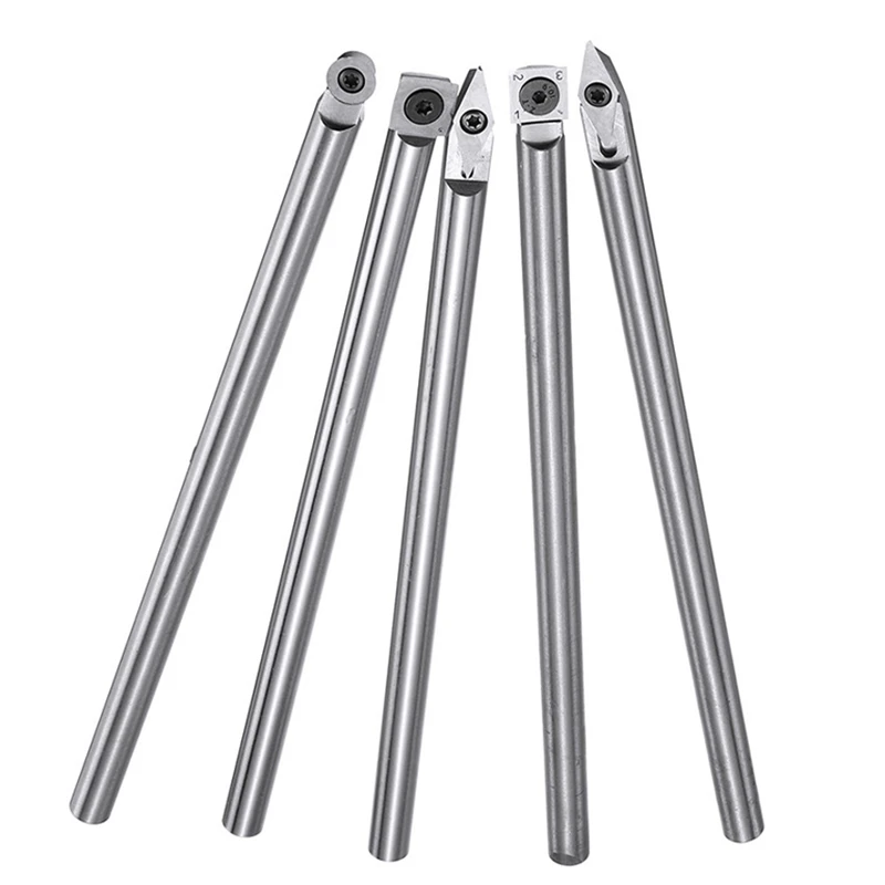 

5Pcs/Set Wood Turning Tool Chisel Changeable Tungsten Titanium Tip Lathe Tool Insert Cutter Woodworking Tool