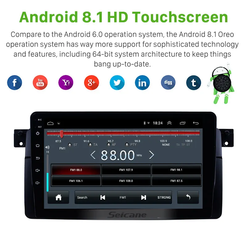 Seicane 9 &quotавтомобильное радио GPS Android 1 для 1998 2006 BMW M3/3 серии E46/2001 2004 мг головное