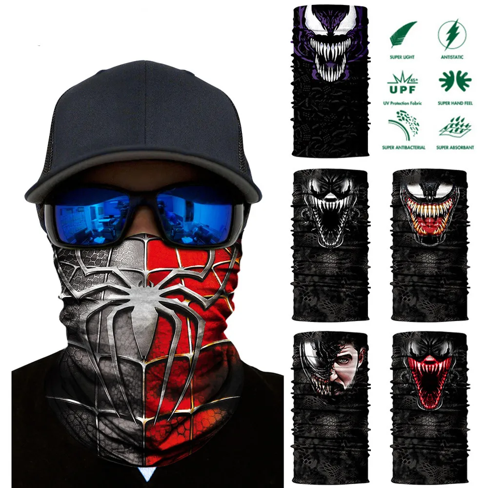 Бесшовная бандана 3D Venom шейный Гетр супергероя походные шарфы маска для лица на