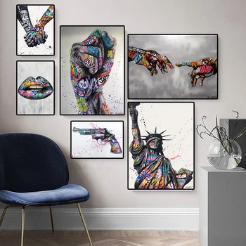 

XX3483 Classic Street Art Graffiti Painting Abstract Colorful Hands Pictures Wall Art Prints Posters For Living Room