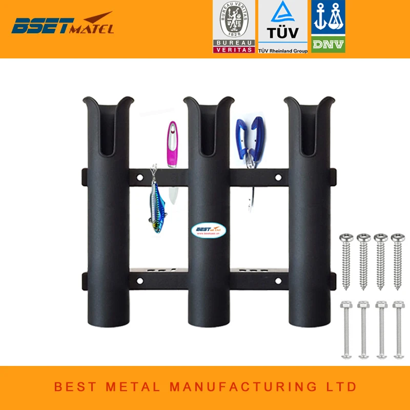Marine Boat Yacht Kayak Fishing Vertical 3 Link Rod Holder Organiser Pole Tube Mount Bracket Socket Rack Lure Pliers Storage