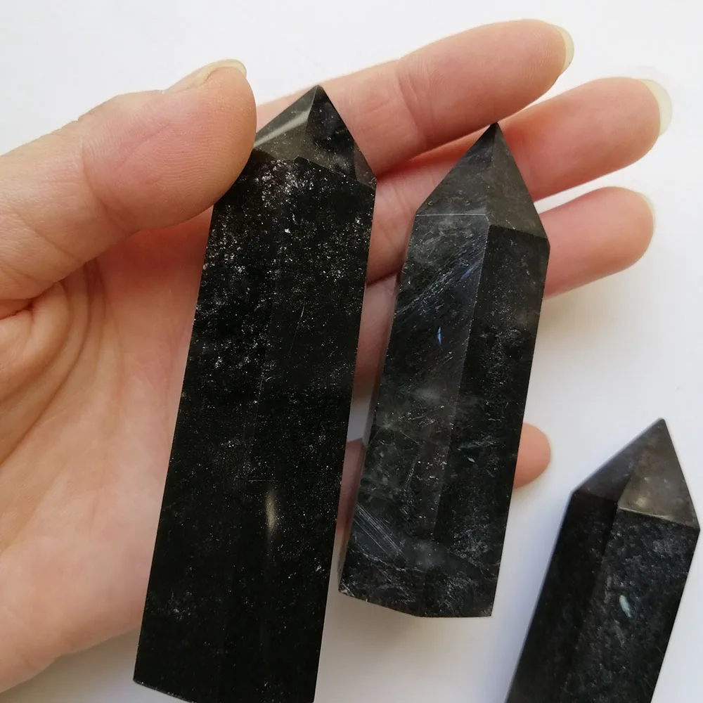 Высокое качество Astrophyllite в виде жезла с наконечником форма камня ручной работы для подарка и домашнего декора ZT