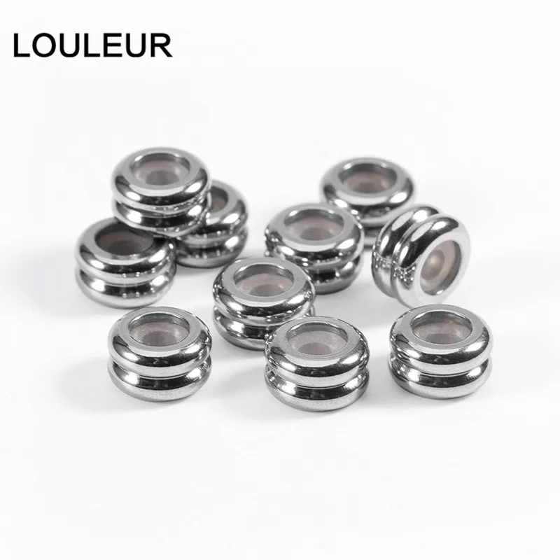 

10pcs/lot 9mm Stainless Steel Silicone Anti-slip Double Layers Spacer Loose Beads for DIY Charms Bracelet Jewelry Accessories