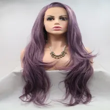 Mix Lavender Purple Long Natural Body Wave Synthetic Lace Front Wigs Heat Resistant Fiber Natural Hairline For Women Wigs