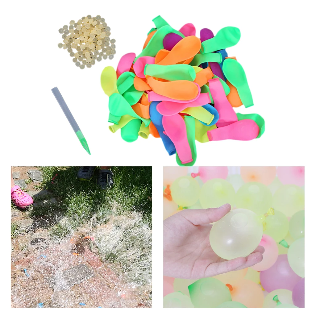 120PCS Latex Water Balloons Refill Kits Party Water Bomb Balloons Quick Filling