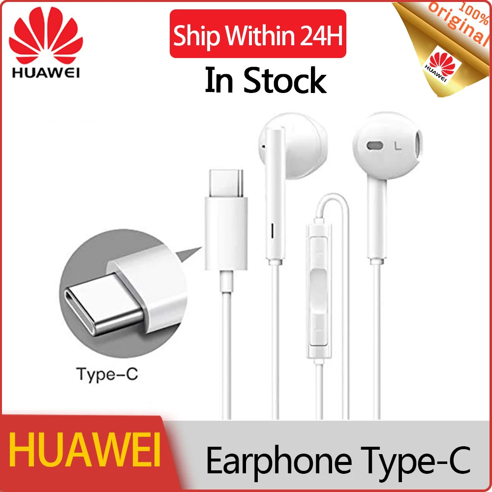 Huawei Earphone USB Type C In Ear Wired Mic Volume Control Headset for Huawei Mate 20 Pro Mate 30 Pro P30 Por P40 Pro