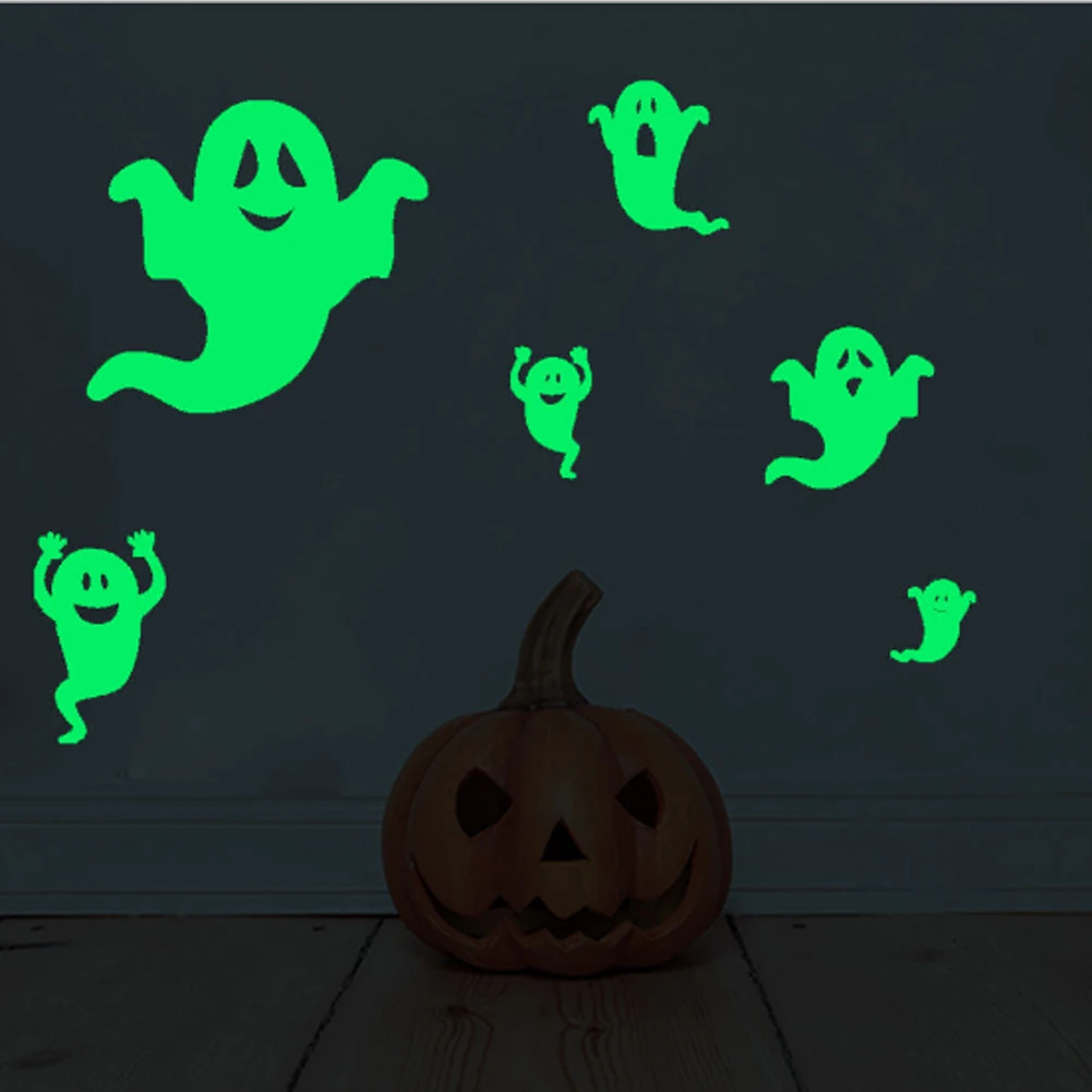 Spooky стикер на стену флуоресцентные наклейки для привидений декор Хэллоуин светящиеся глаза на Хэллоуин Фреска