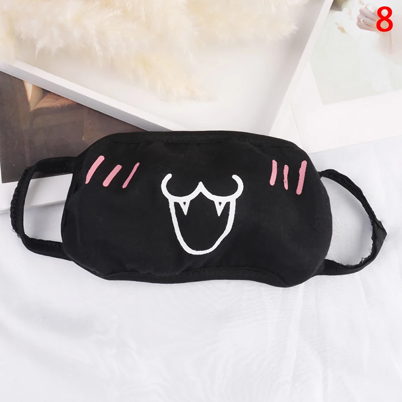 1PC Black Anti-Dust Cotton Masks Cute Bear Anime Cartoon Mouth Mask Kpop Teeth Mouth Muffle Face Mouth Masks Women Men - Цвет: 1pc as shown