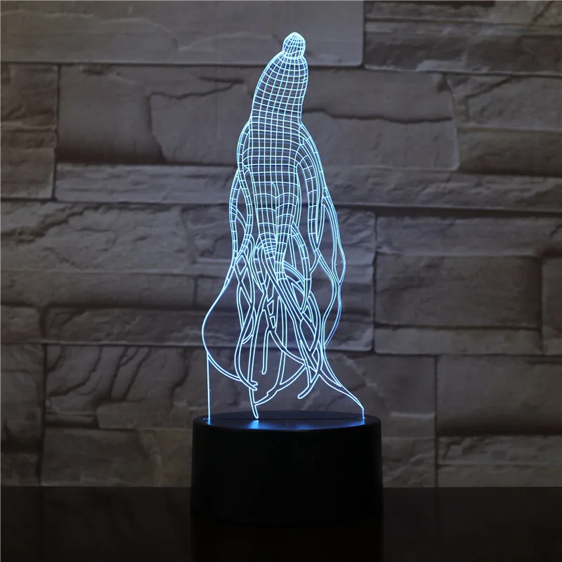 3D ночник женьшень Форма Акриловый светодиодный 7 цветов Изменение USB Творческая настольная лампа спальня огни домашний декор детский подарок