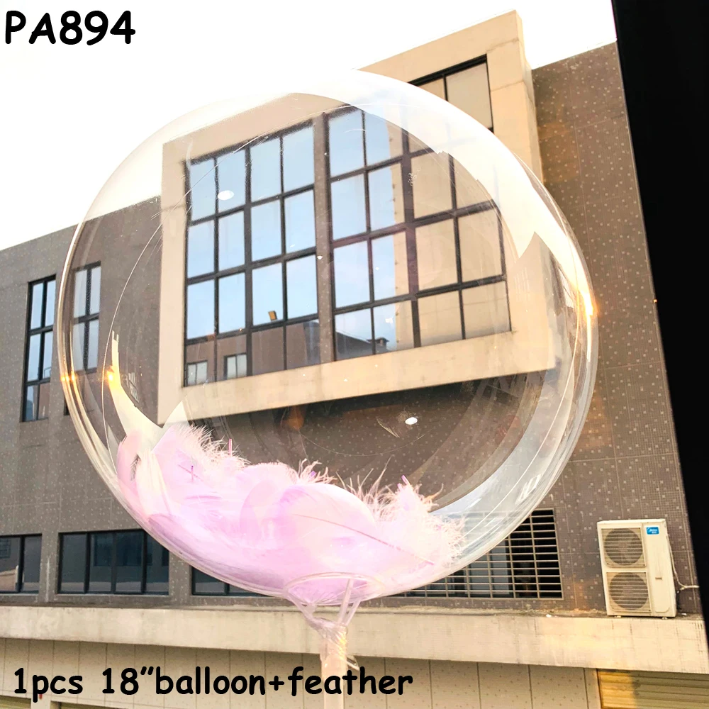 PA894 ballon feather Круглые надувные шары Прозрачные Свадебные перья на день рождения баллуоны вечерние украшения DIY подарки супер прозрачный гелий Bobo Globos - Цвет: PA894 ballon feather