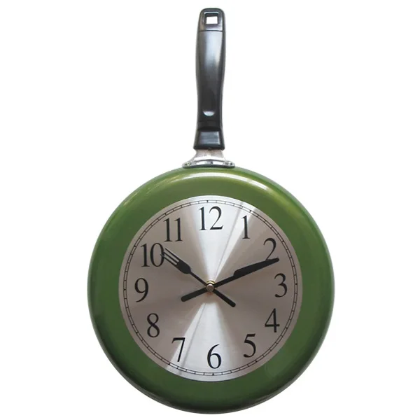 Fashion Creative 10 Inches Wall Clock Stainless Steel Clock Dial Flat-bottom Pot Metal Quartz Wall Clock