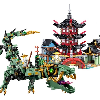 

Movie Ninja Temple Green Dragon Building Blocks with Figures Compatible Ninjagoes DIY Bricks Educational Toys for Children