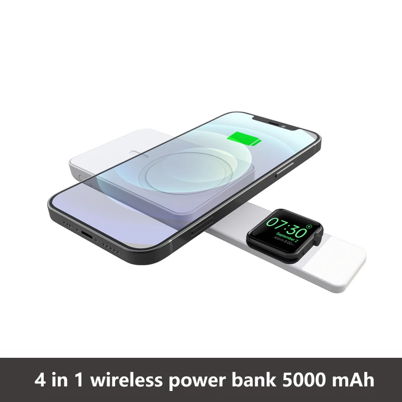 4 in 1 Magnetic 15W Fast Wireless Charging Power Bank For iPhone 13 12 11 Pro Max Apple Watch SE 6 5 4 AirPods Charger powerbank power bank 10000mah Power Bank