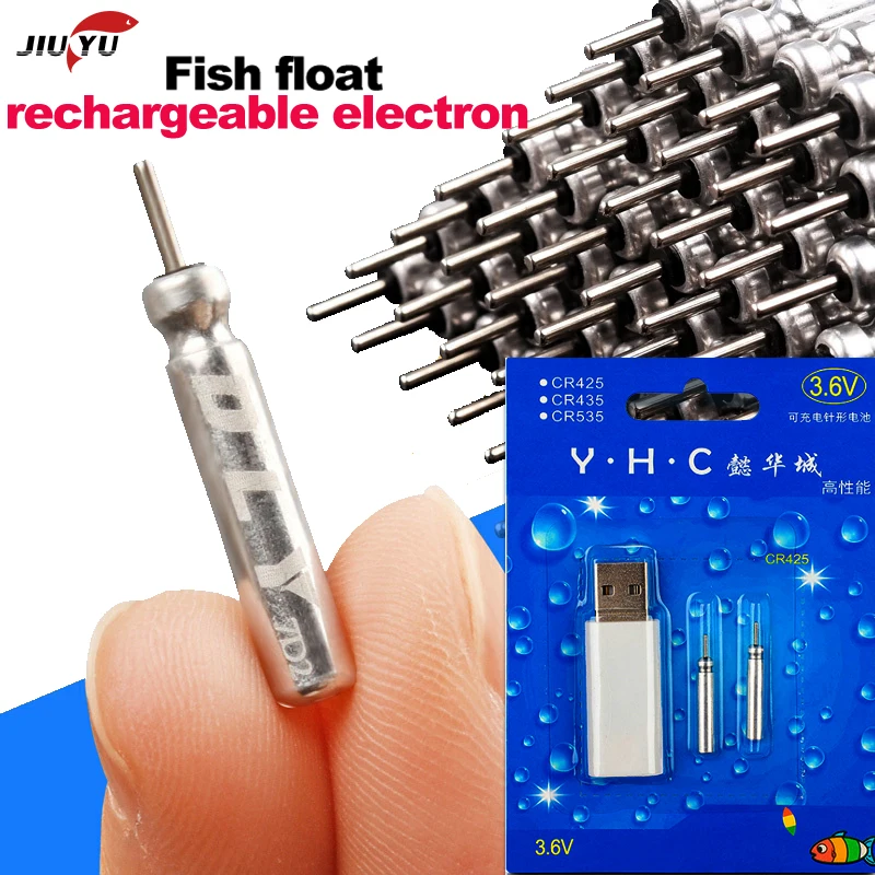 JiuYu-batería recargable CR425, Cargador USB para flotador de pesca electrónico, baterías, accesorios de pesca nocturna, aparejos