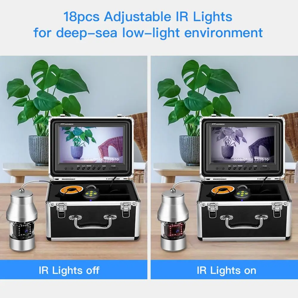 US $247.54 Eyoyo EF360 360 Degree Rotating Camera 9 Inch 30M Underwater Fishing Video Camera Fish Finder IP68 Waterproof 18 LEDs Video Cam
