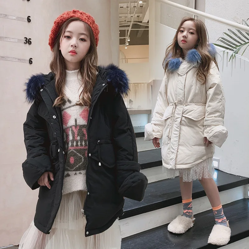 

2019 Winter New Girls Down Jacket Fashion Long Style Baby Girls Down Coat Personality Kids Winter Down Jacket for Girls, #8156
