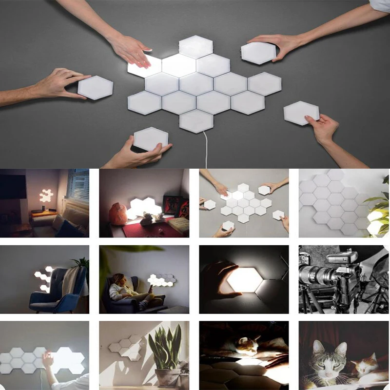 

NEW 16pcs LED Quantum lamp led modular touch sensitive lighting night light magnetic creative decoration wall lampara