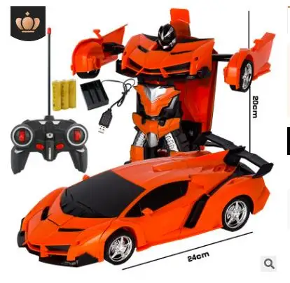 orange with battery Радиоуправляемые машинки, игрушки на дистанционном управлении, полицейский автомобиль, радиоуправляемые трансформеры, машинки, игрушки для мальчиков, детский подарок - Цвет: orange with battery