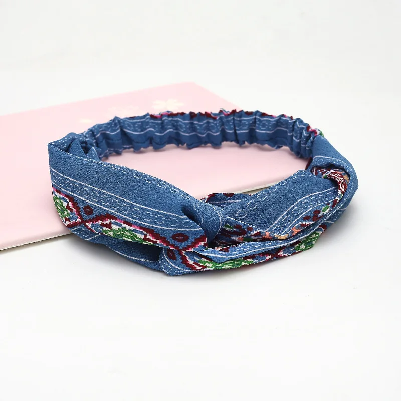 C10 Fashion Women Hair Accessories Bow Chiffon Floral Hair Band Headband Fabric Cross Knotted Korea Headdress ladies Hoop - Цвет: C10
