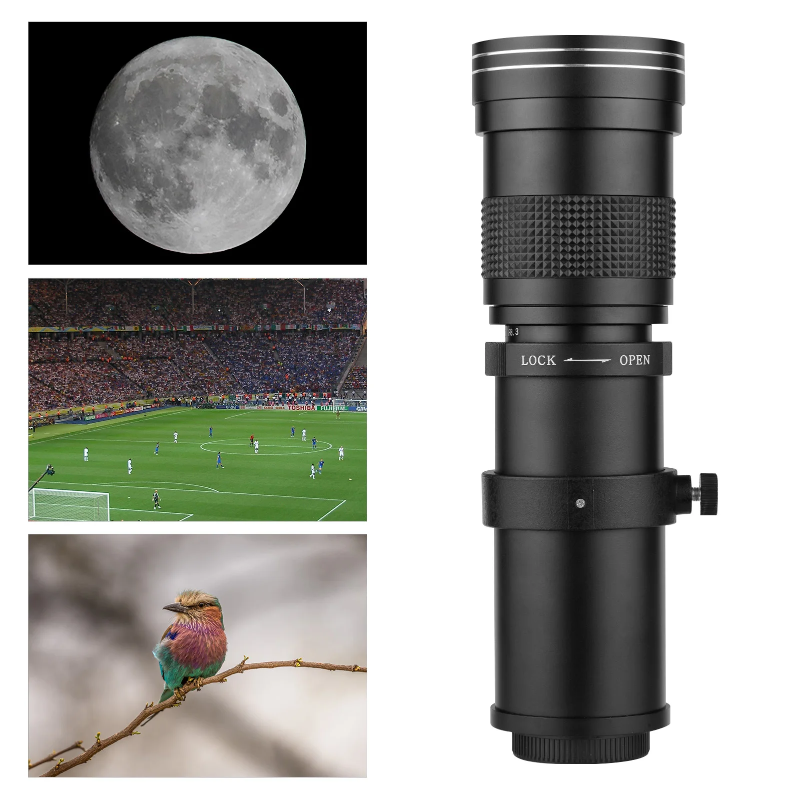Camera MF Super Telephoto Zoom Lens F/8.3-16 420-800mm T Mount with1/4 Thread for Canon Nikon Sony Fujifilm Olympus Cameras