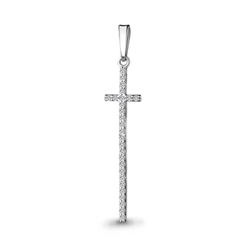 

Cross decorative AQUAMARINE with cubic, silver 925