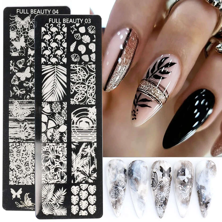 Stamping Nail Art Stamp Plates Flower Leaf Heart Letters Image Geometric Designs  Nail Polish Printing Stencil Manicure Trfb01-06 - Nail Templates -  AliExpress