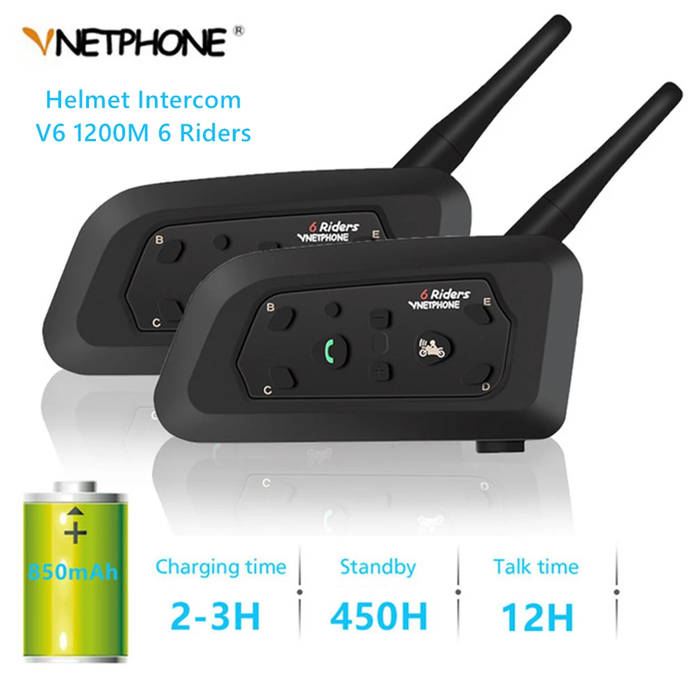 2 шт. рация V6 для мотоцикла домофон Bluetooth шлем гарнитуры 6 райдеров