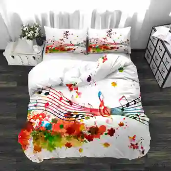 

Musical Note Bedding Sets Color Ink Splashing Duvet Cover Pillowcase King Queen Brief White gift
