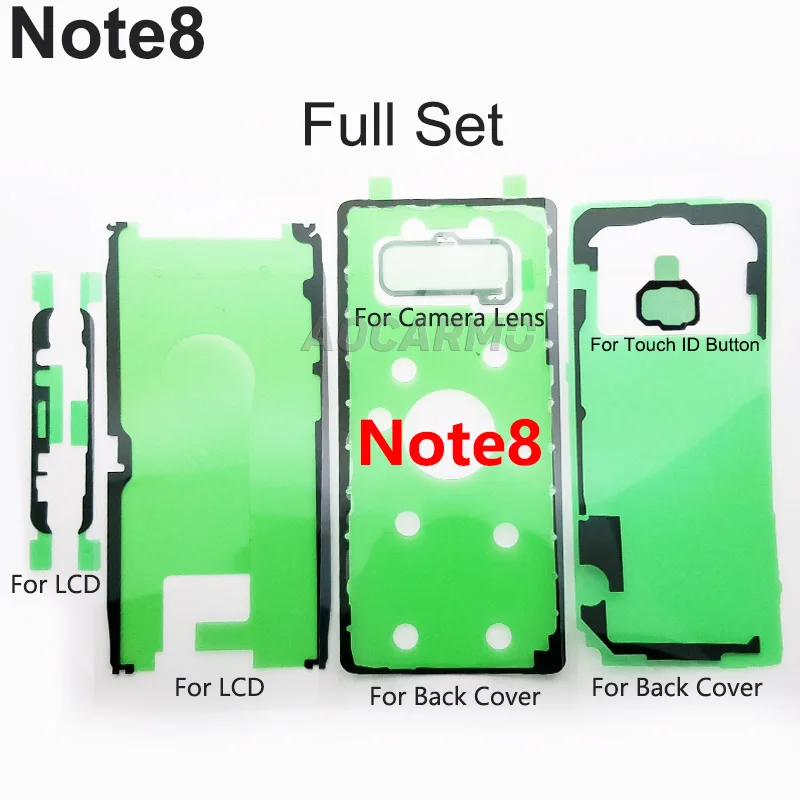 Full Set Aocarmo для samsung Galaxy Note 8 SM-N9500 полный комплект клейкая лента ЖК-экран Задняя крышка батареи Рамка камера наклейка на рассеиватель клей - Цвет: Full Set