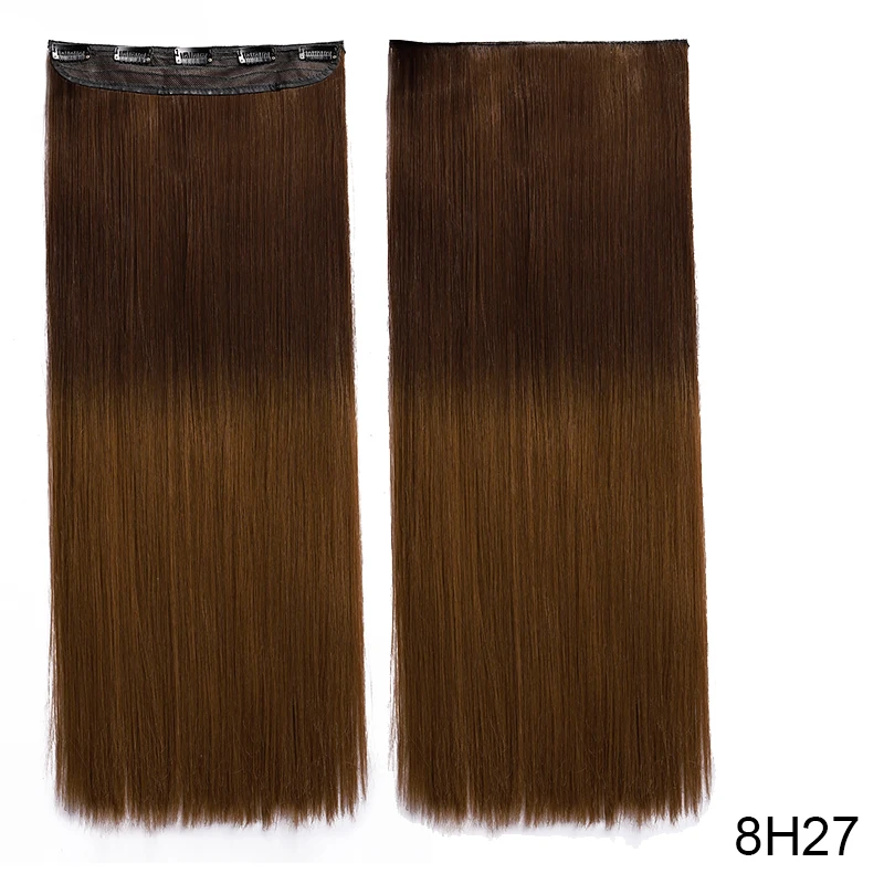 S-noilite длинные прямые Омбре клип в один кусок синтетические волосы для наращивания волос 5 клипс в шиньон поддельные волосы для женщин - Цвет: 8H27