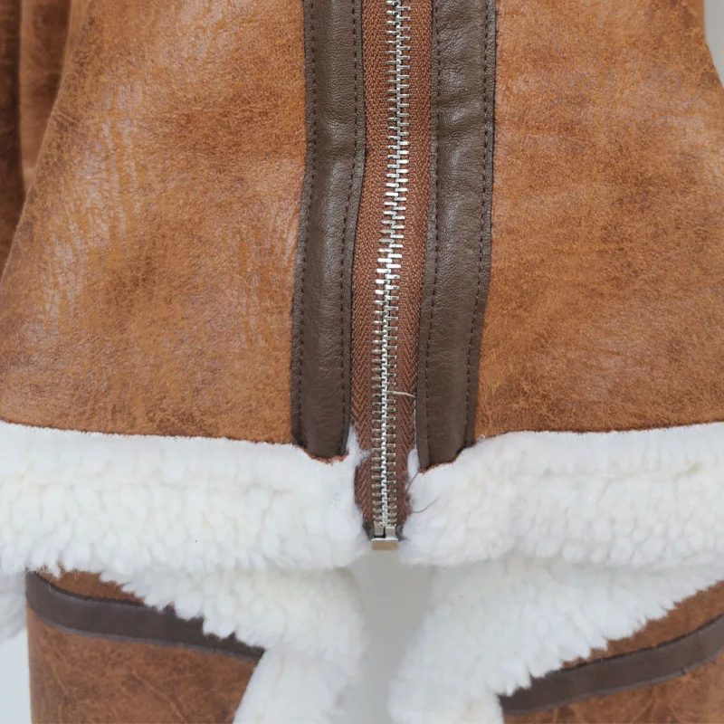 TWOTWINSTYLE лоскутное пальто из искусственной кожи и овечьей шерсти воротник с лацканами длинный рукав неровный подол хит цвет куртки женские одежда