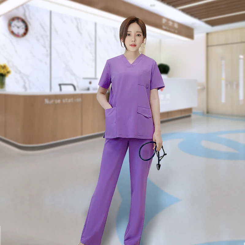 Hospital Short Sleeve Male Female Nurse Scrub Suit Dental Clinic Men