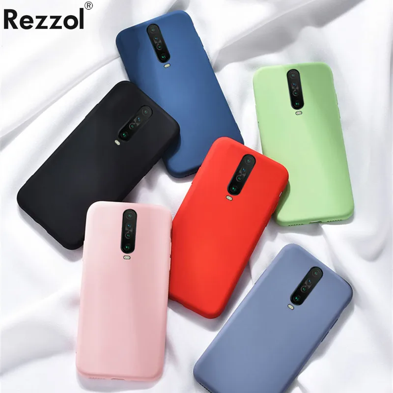 For POCO X2 Phone Case Liquid Silicone Soft Solid Color Rubber Back Protective Cover POCOPhone Redmi K30 |