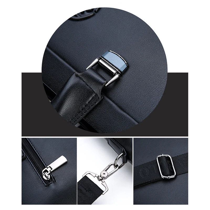 Men's Casual Waterproof Laptop Bag Double Leather Business Briefcase Handbag Messenger Bag Men's Leather Shoulder Bag Travel Bag