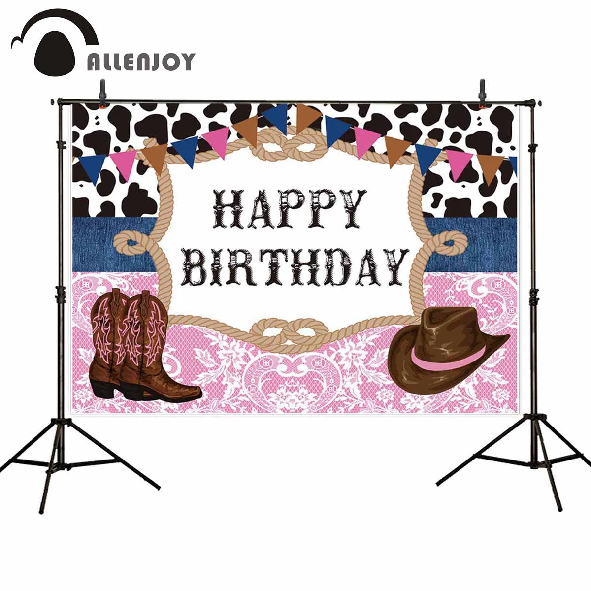 Allenjoy ковбойские товары для праздника с изображением коровы текстура флаги шапка