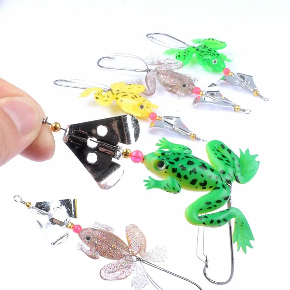  4Pcs 8cm 6.2g Mini Fishing Artificial Lifelike Soft Lure Wobbler Frog Swim Bait